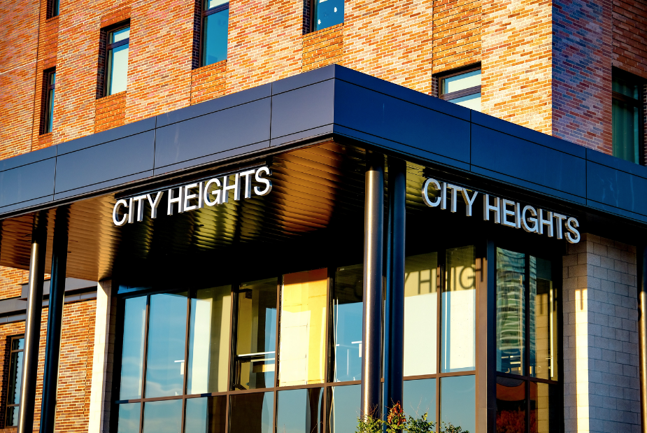 Building with sign that reads City Heights