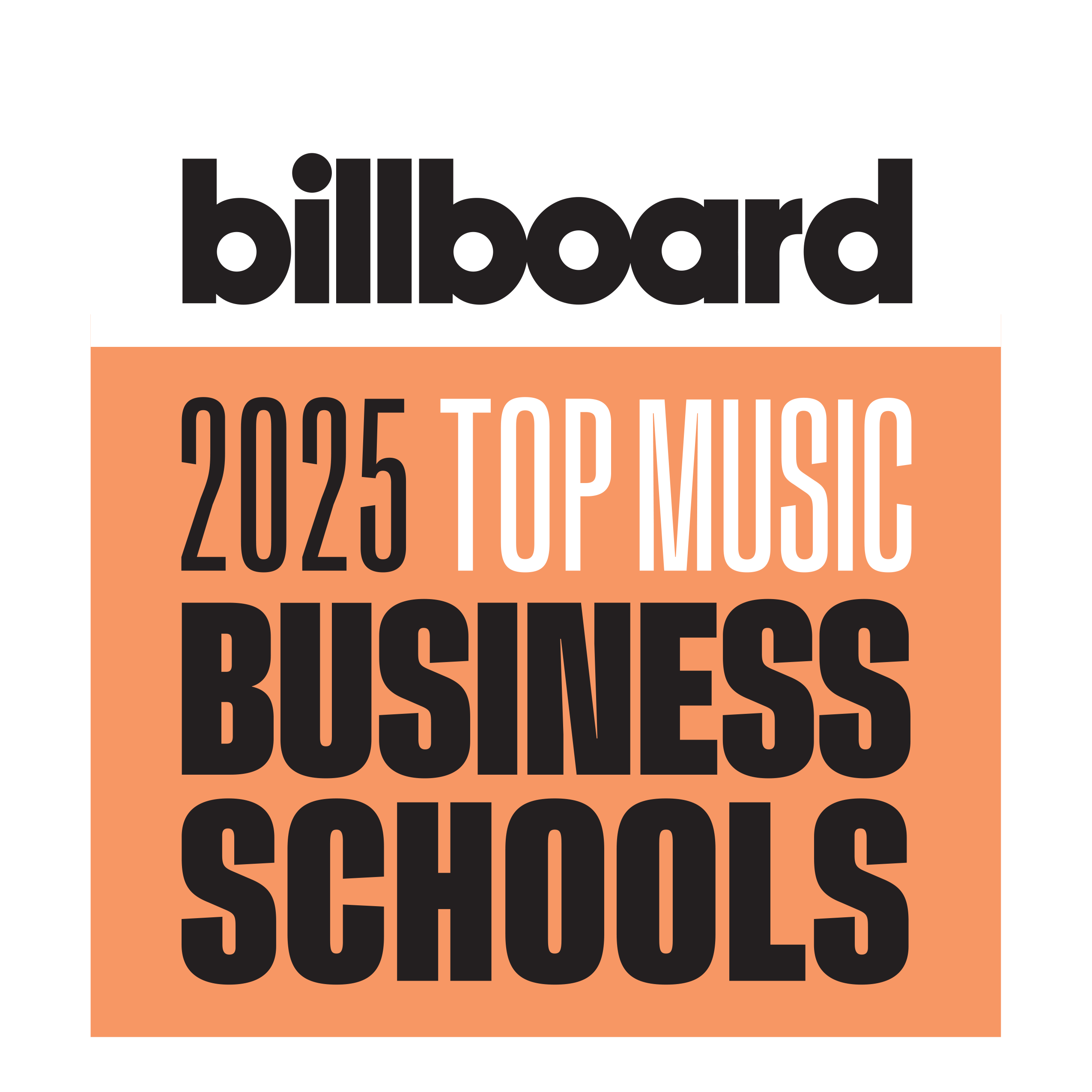 Logo reading Billboard 2025 Top Music Business Schools