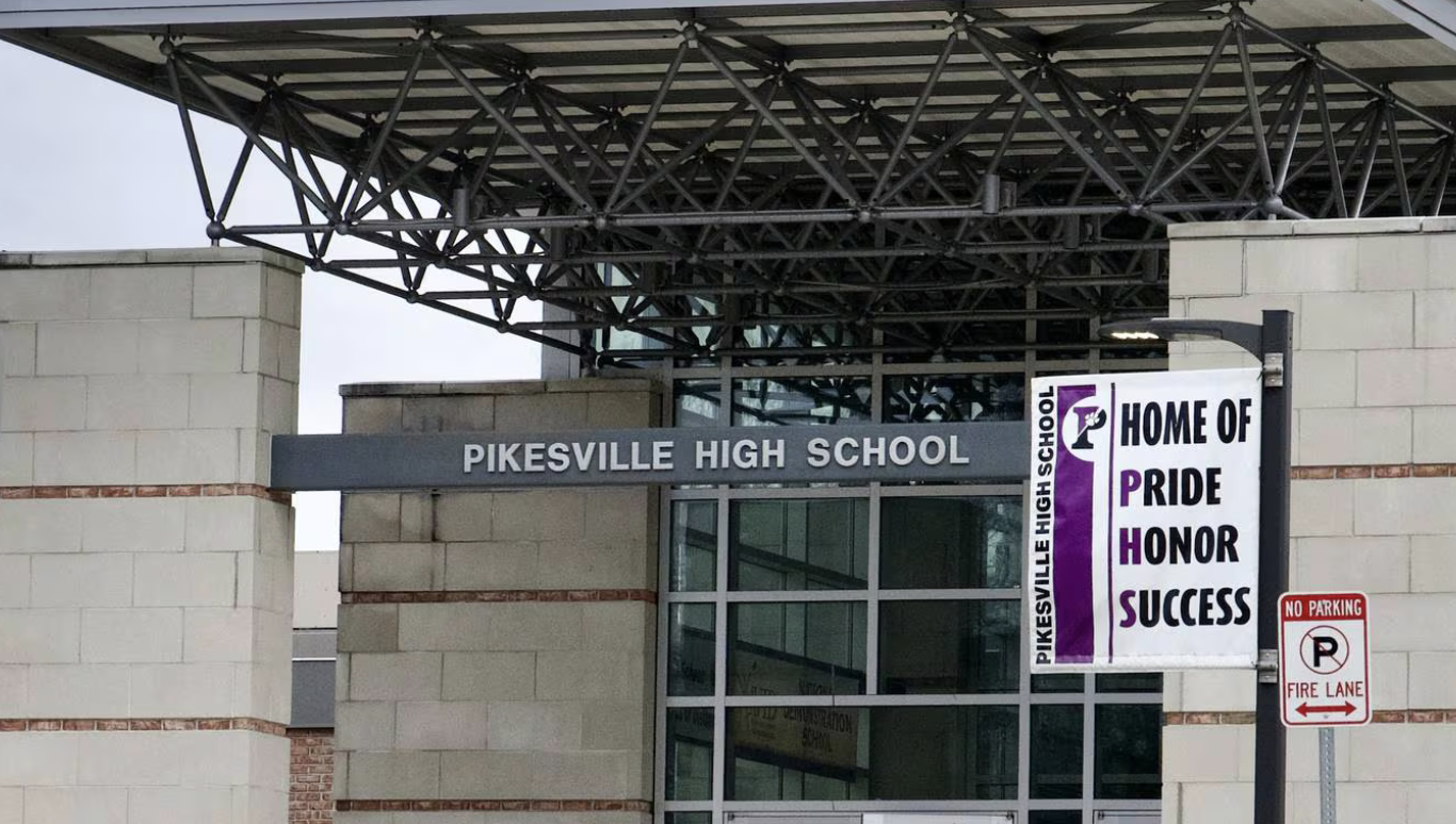 Enterance to Pikesville High School in Baltimore, MD.