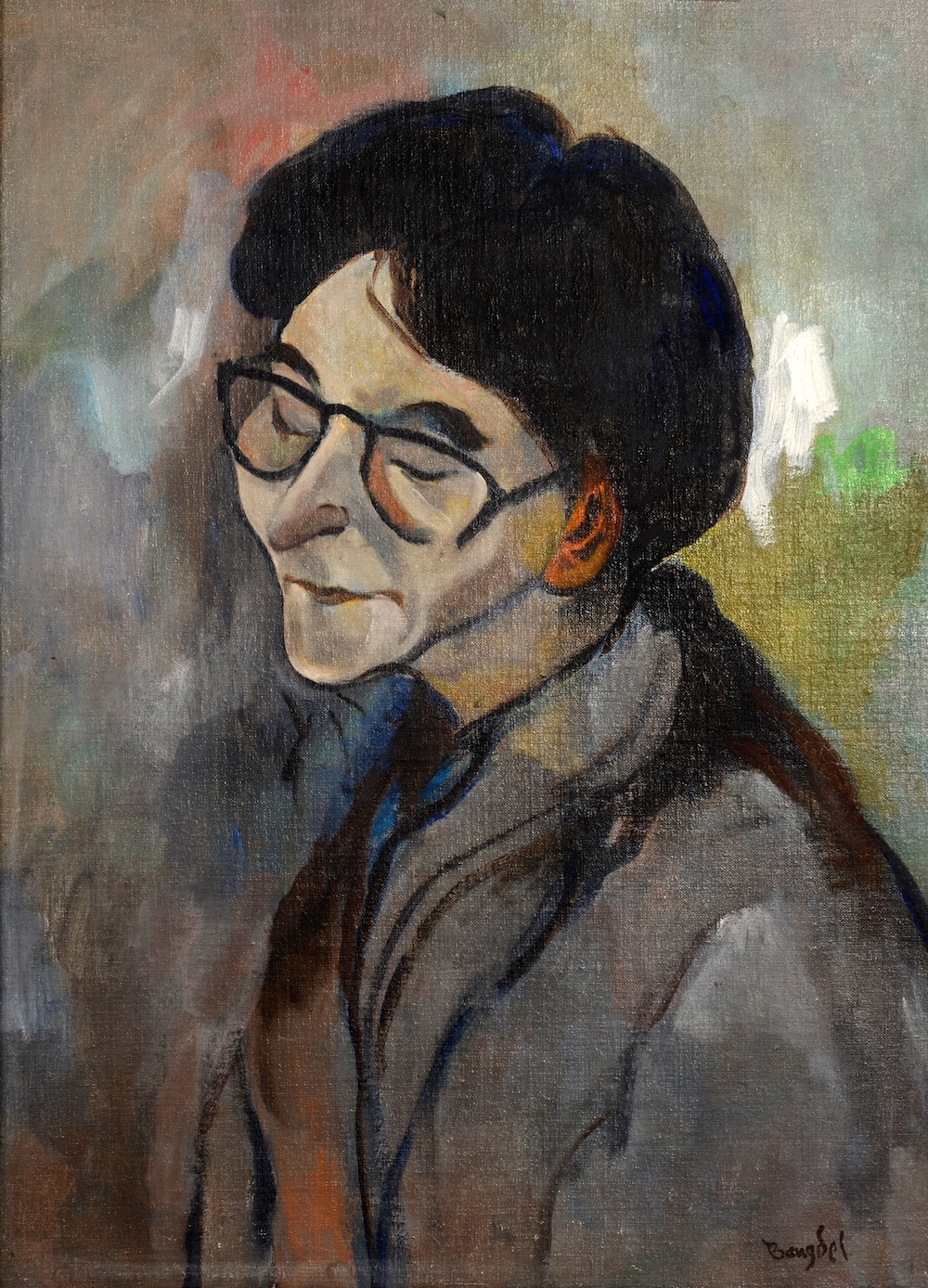 A self portrait of Lain Singh Bangdel