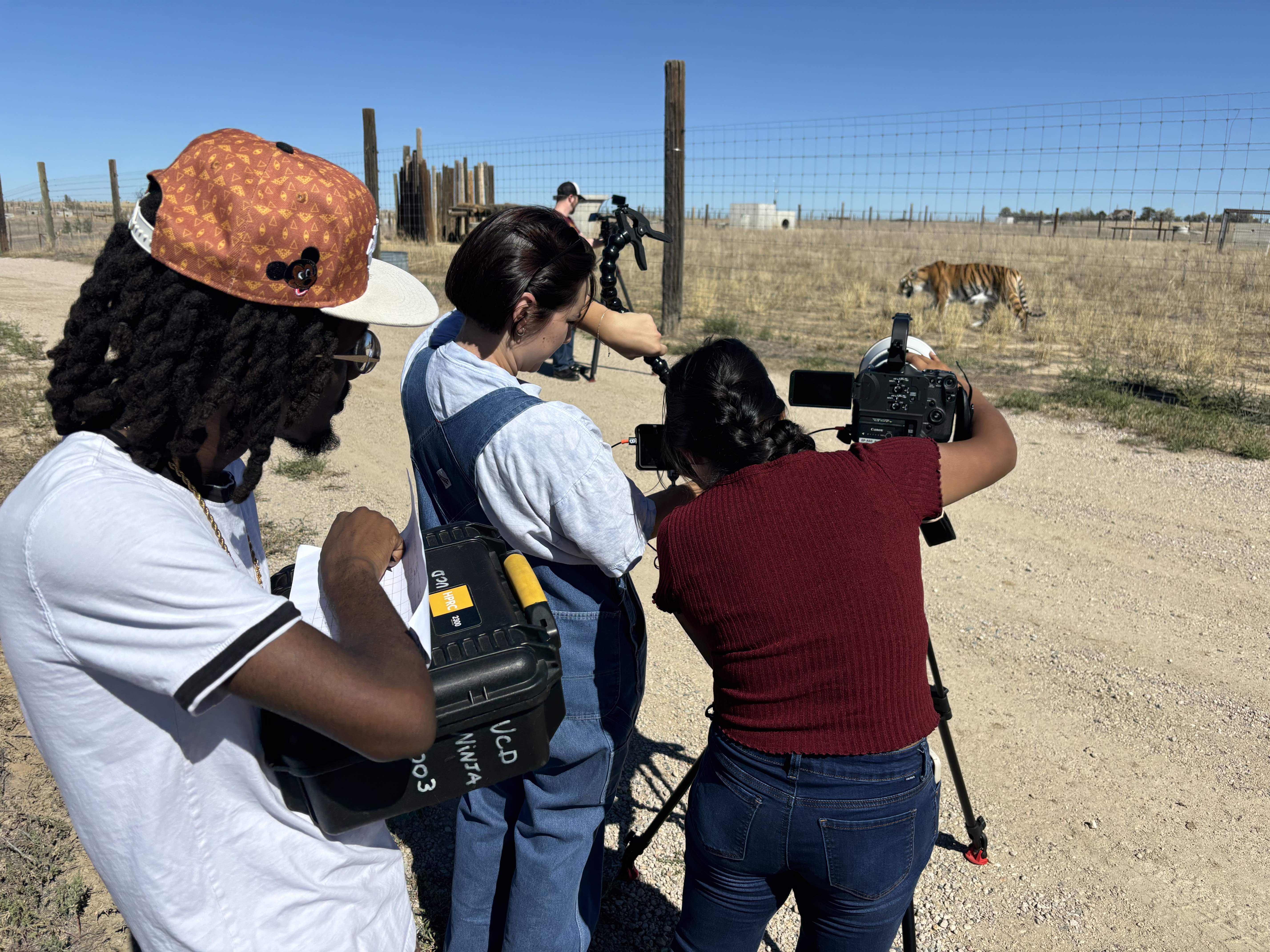 Students use film and camera equipment